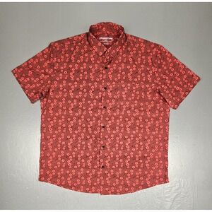 Bearbottom‎ Button Up Shirt Mens XL Red Geometric Casual Short Sleeve